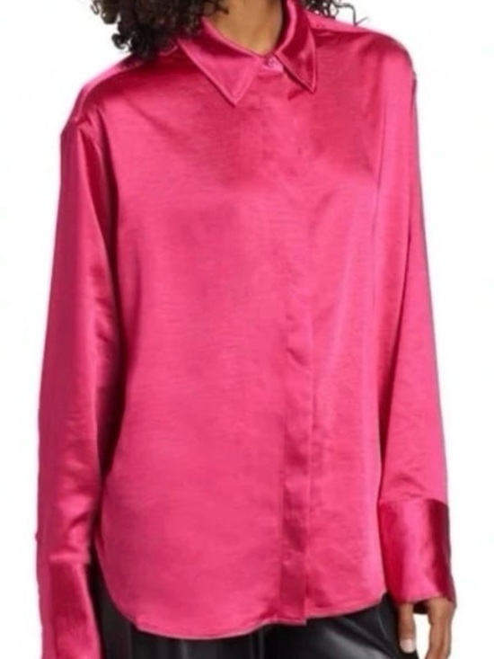 Good American Tops - Good American size XS Hot Pink Satin Button-Up Blouse